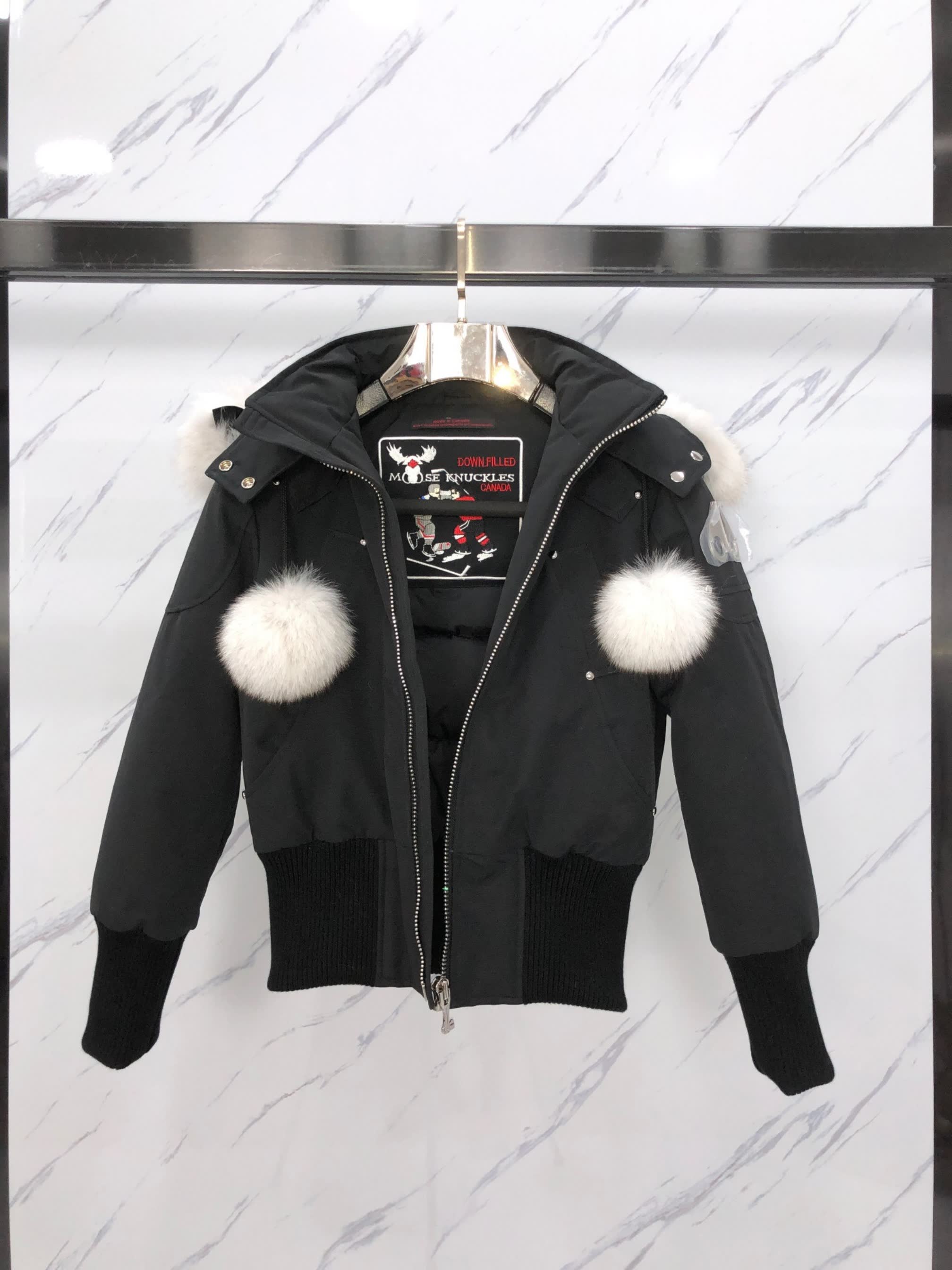 Moose Knuckles Fur Pom Bomber Jacket Moose Knuckles Fur Pom Bomber Jacket